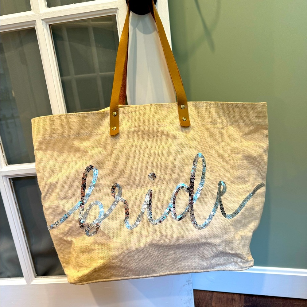 Bride Tote Bag with Faux Leather Handles